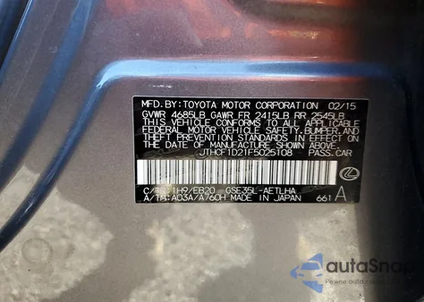 2015 Lexus Is 250 from USA, damaged, VIN JTHCF1D21F5025108